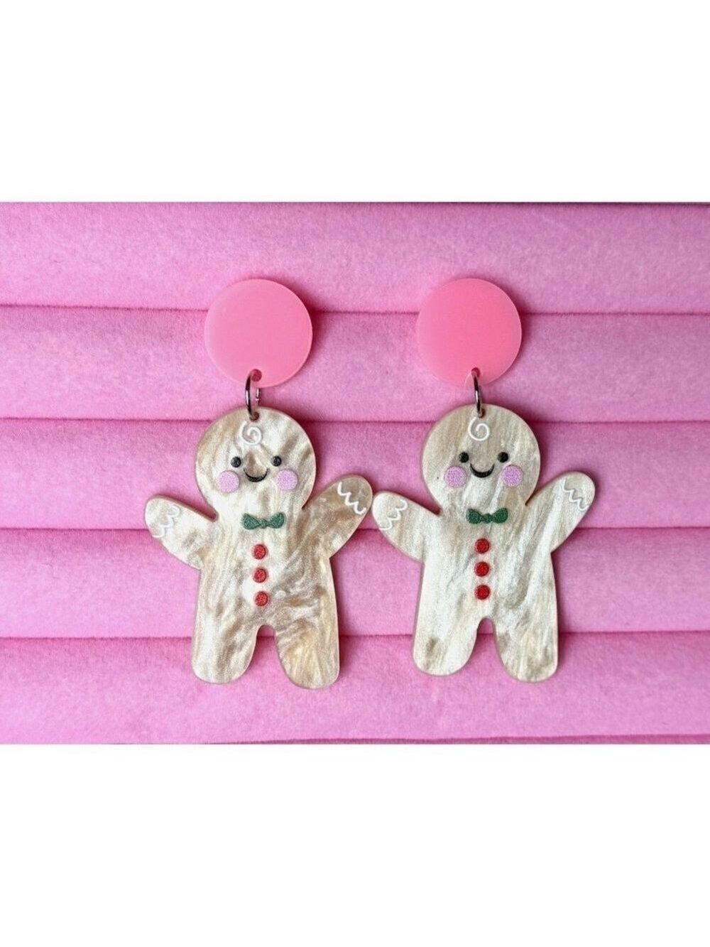 Vintage Gingerbread Acrylic Dangle Earrings
